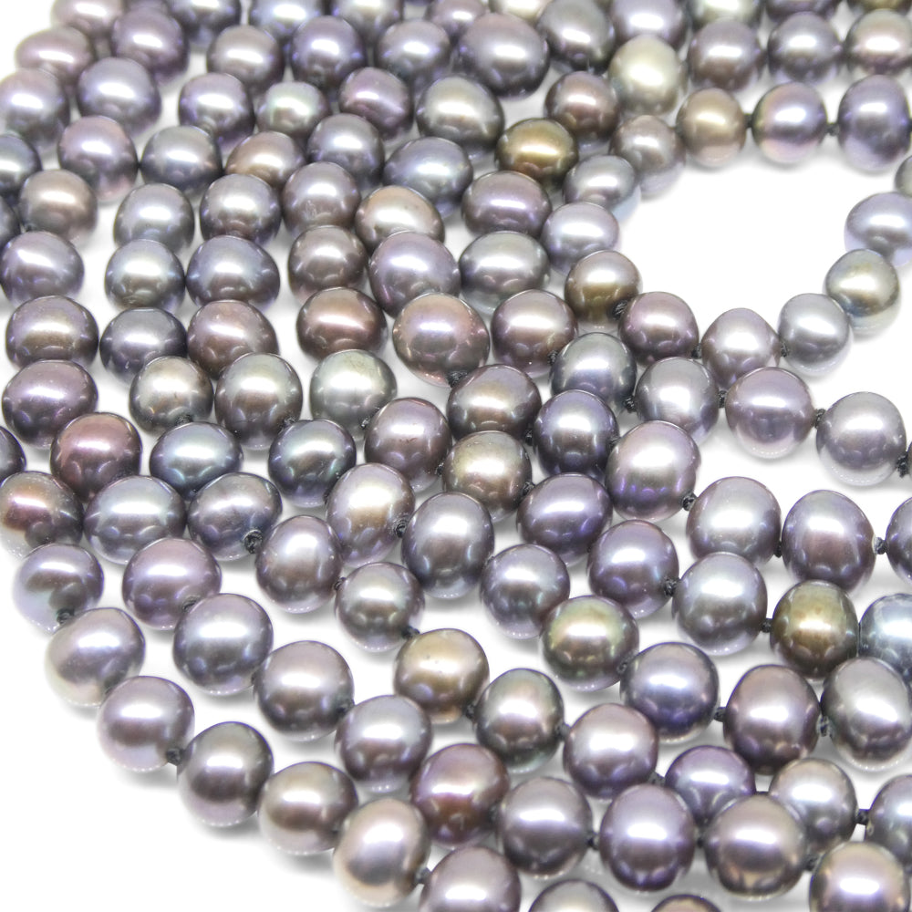 5-6mm Black Freshwater Pearl Necklace 2.5x Opera Length - Skyjems Wholesale Gemstones