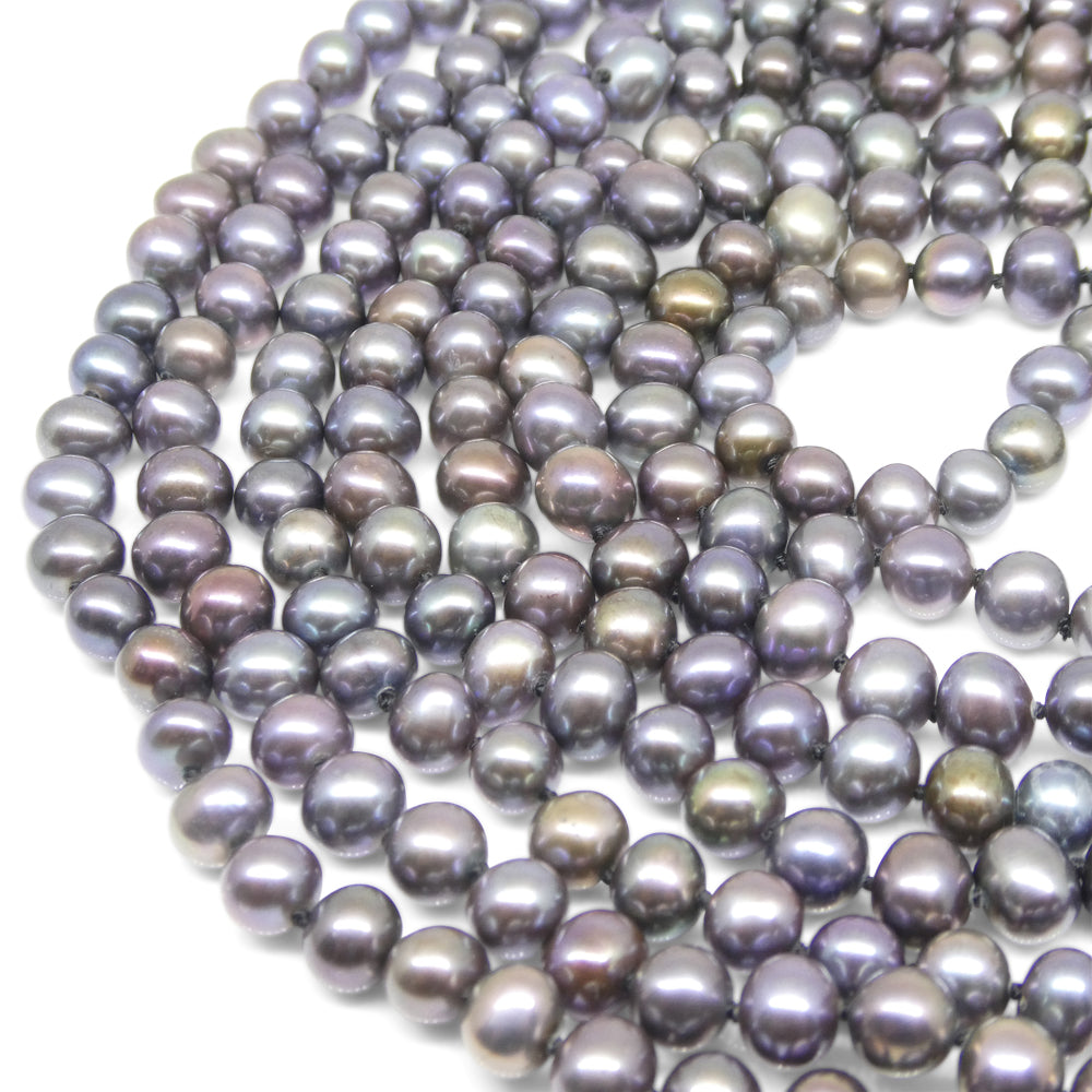 5-6mm Black Freshwater Pearl Necklace 2.5x Opera Length - Skyjems Wholesale Gemstones