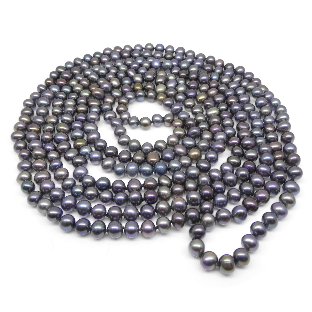 5-6mm Black Freshwater Pearl Necklace 2.5x Opera Length - Skyjems Wholesale Gemstones