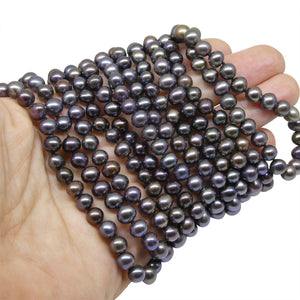 5-6mm Black Freshwater Pearl Necklace 2.5x Opera Length - Skyjems Wholesale Gemstones