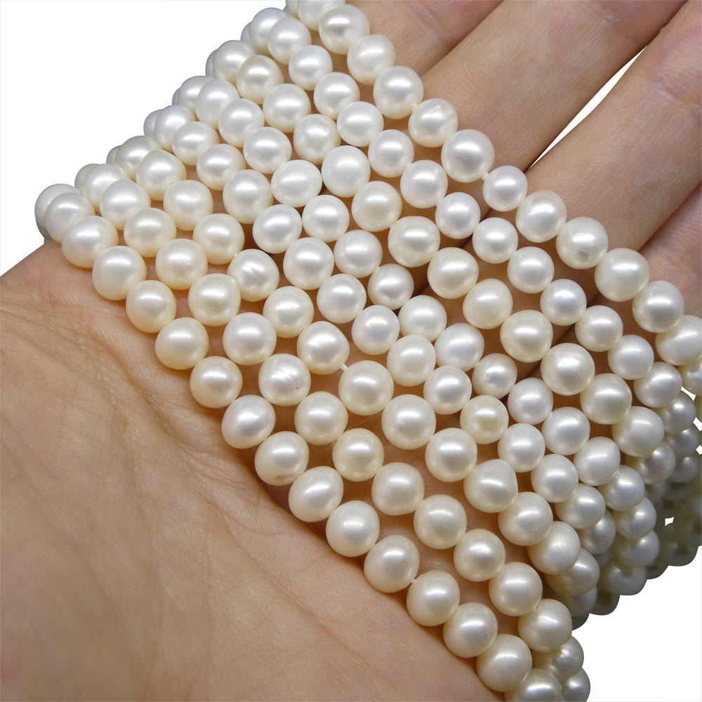 5-6mm White Freshwater Pearl Necklace 2.5x Opera Length - Skyjems Wholesale Gemstones