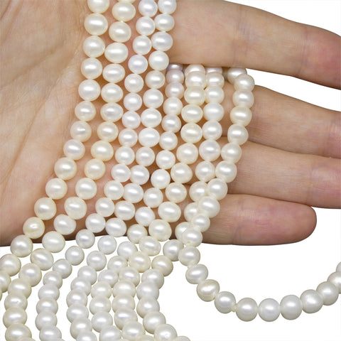 5-6mm White Freshwater Pearl Necklace 2.5x Opera Length