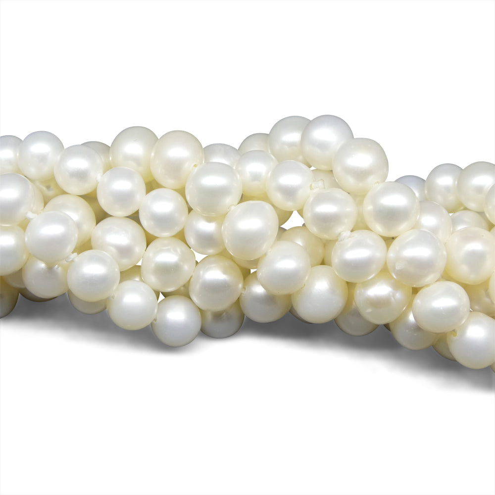 5-6mm White Freshwater Pearl Necklace 2.5x Opera Length - Skyjems Wholesale Gemstones