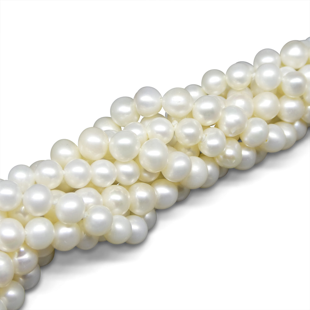 5-6mm White Freshwater Pearl Necklace 2.5x Opera Length - Skyjems Wholesale Gemstones