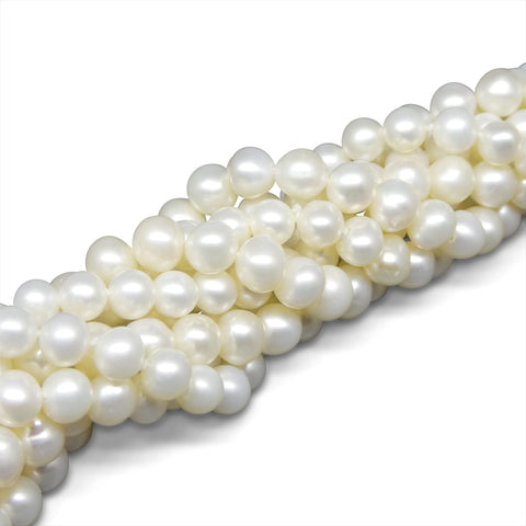 PEARLMES White Freshwater Cultured Pearl Necklace for Women, 16