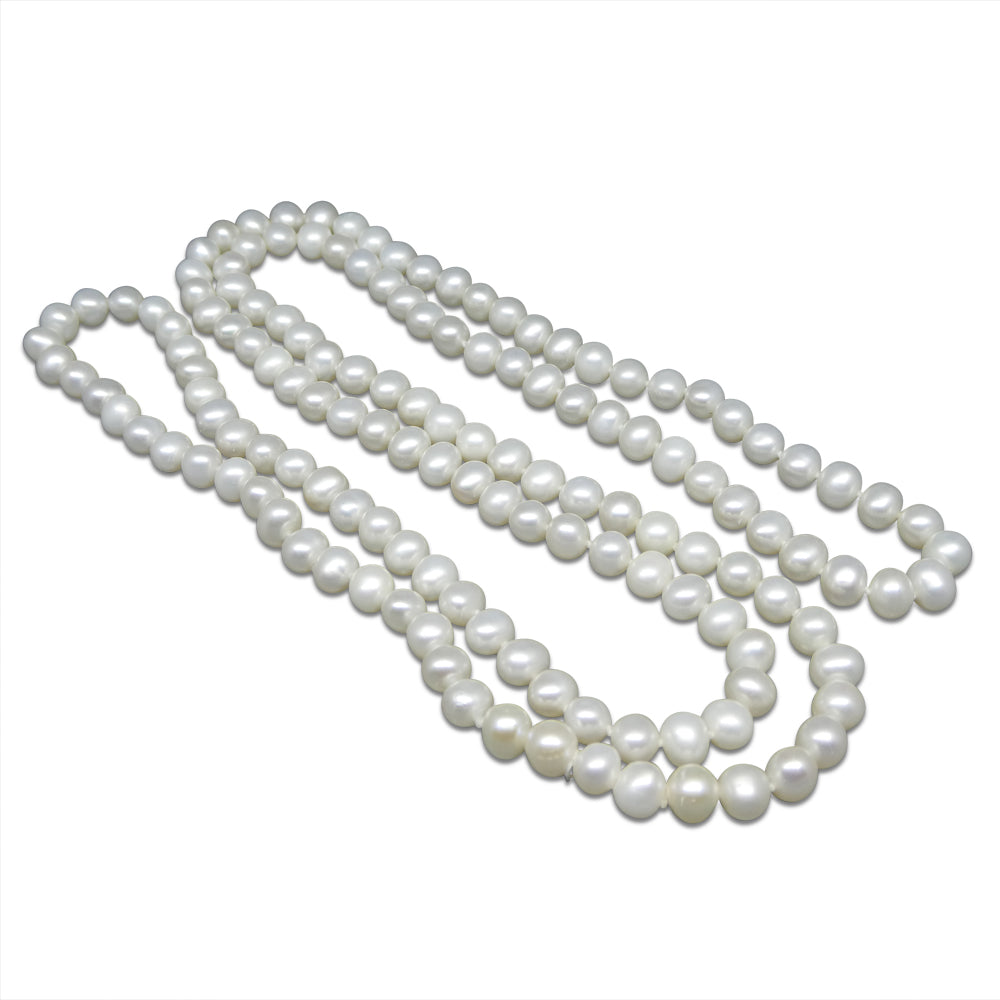 5-6mm White Freshwater Pearl Necklace Opera Length - Skyjems Wholesale Gemstones