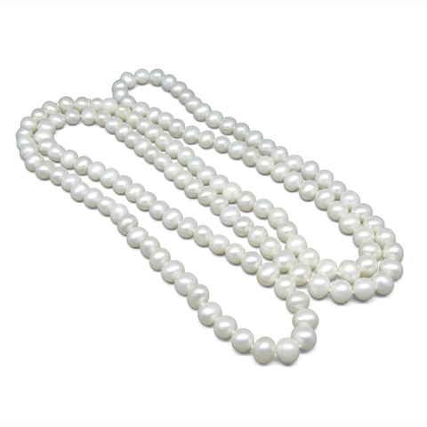 5-6mm White Freshwater Pearl Necklace Opera Length