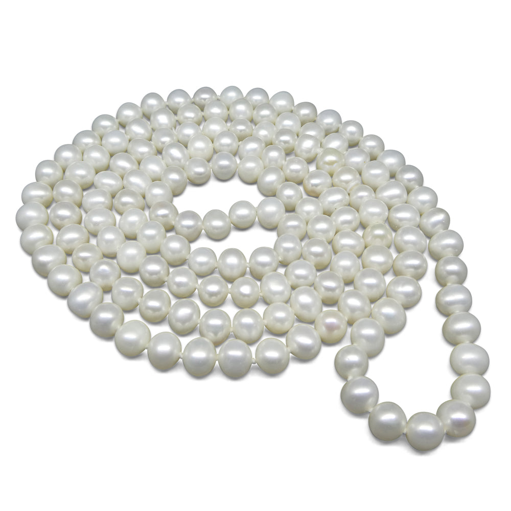 5-6mm White Freshwater Pearl Necklace Opera Length - Skyjems Wholesale Gemstones