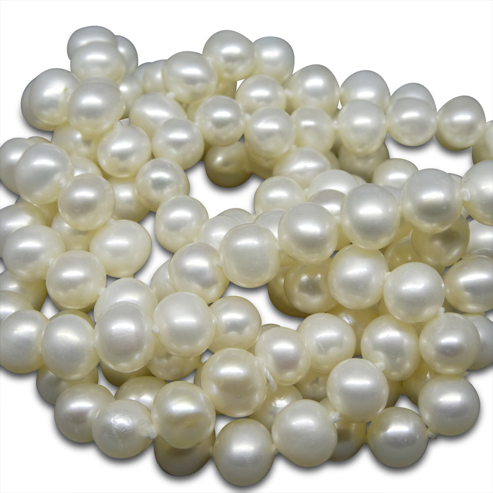 5-6mm White Freshwater Pearl Necklace Opera Length - Skyjems Wholesale Gemstones