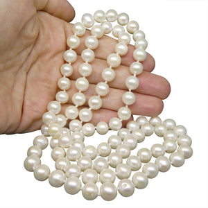 8-9mm White Freshwater Pearl Necklace Opera Length - Skyjems Wholesale Gemstones