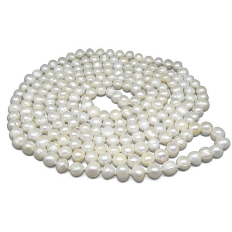 10-11mm White Freshwater Pearl Necklace 2.5x Opera Length