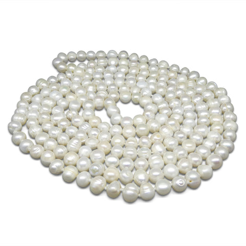 10-11mm White Freshwater Pearl Necklace 2.5x Opera Length