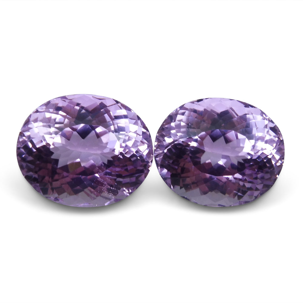 SkyJems 35.07 ct Oval Kunzite Pair from Afghanistan, Slightly Purplish Pink Spodumene Gemstone
