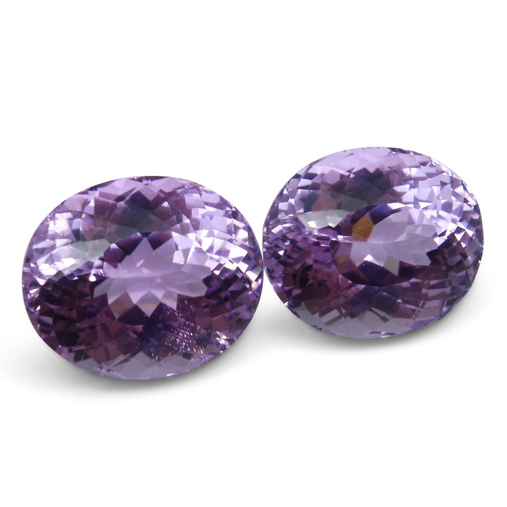 SkyJems 35.07 ct Oval Kunzite Pair from Afghanistan, Slightly Purplish Pink Spodumene Gemstone