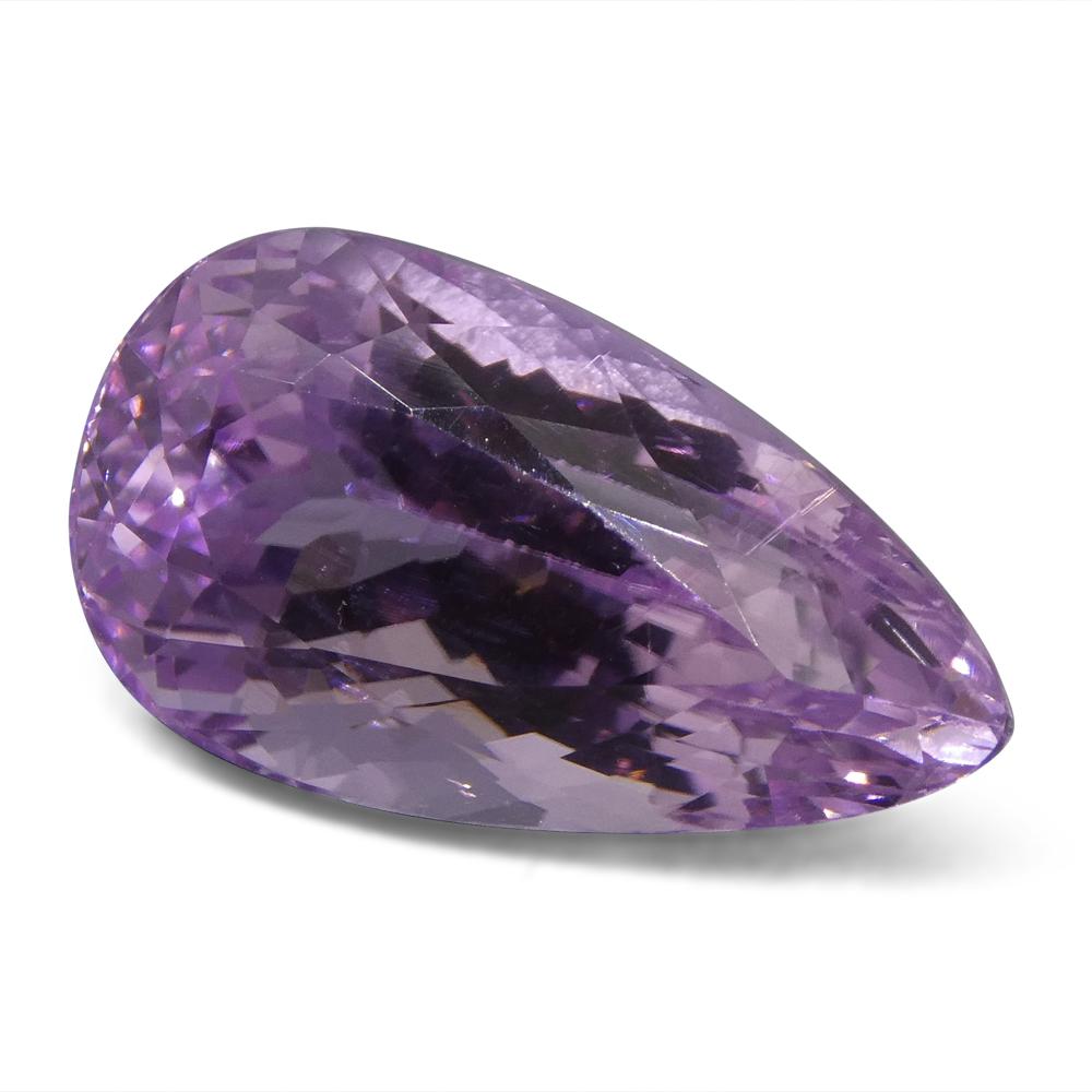 15.66 ct Pear Kunzite from Afghanistan, purplish pink Spodumene gemstone by SkyJems, premium mixed-cut single stone