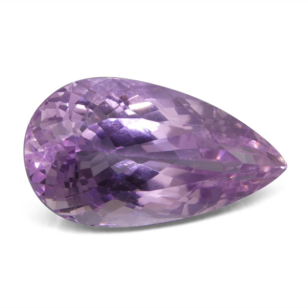 20.79 ct Purplish Pink Kunzite from Afghanistan, pear-cut gemstone by SkyJems, premium mixed-cut spodumene