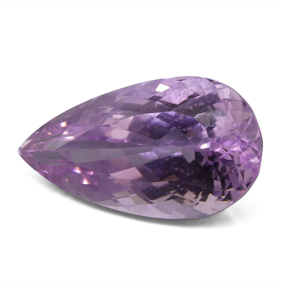20.79 ct Purplish Pink Kunzite from Afghanistan, Mixed Cut Pear Gemstone by SkyJems Canadian Gem Specialists