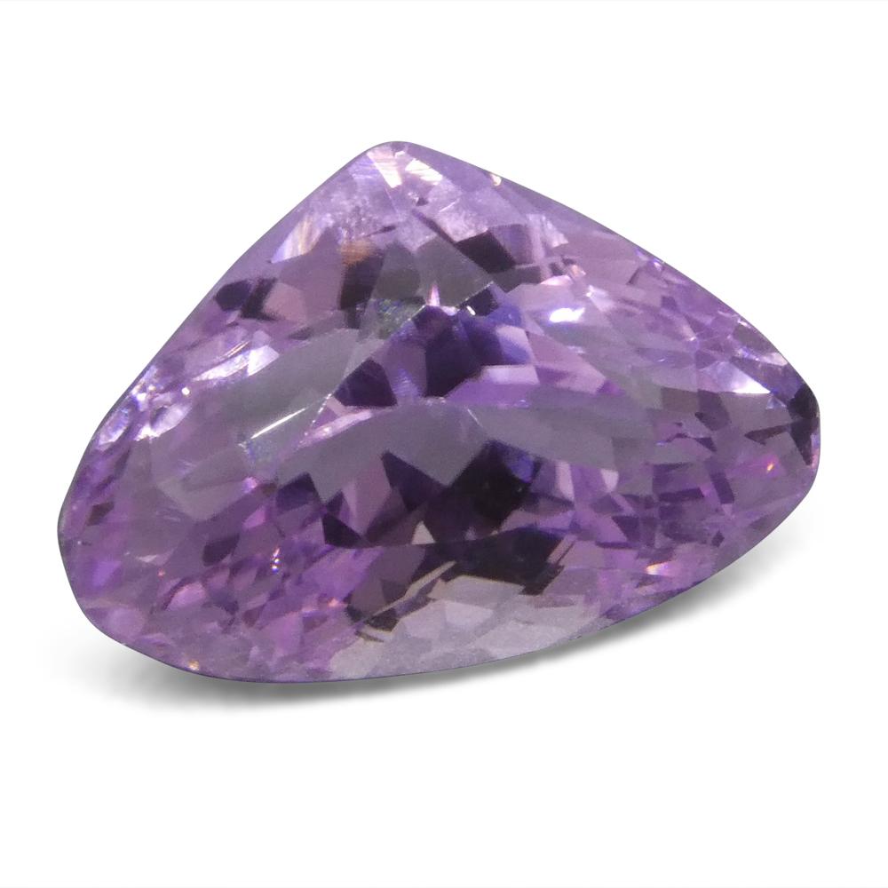 SkyJems 10.99 ct Pear Kunzite from Afghanistan - Purplish Pink Spodumene Gemstone, Mixed Cut Single Stone