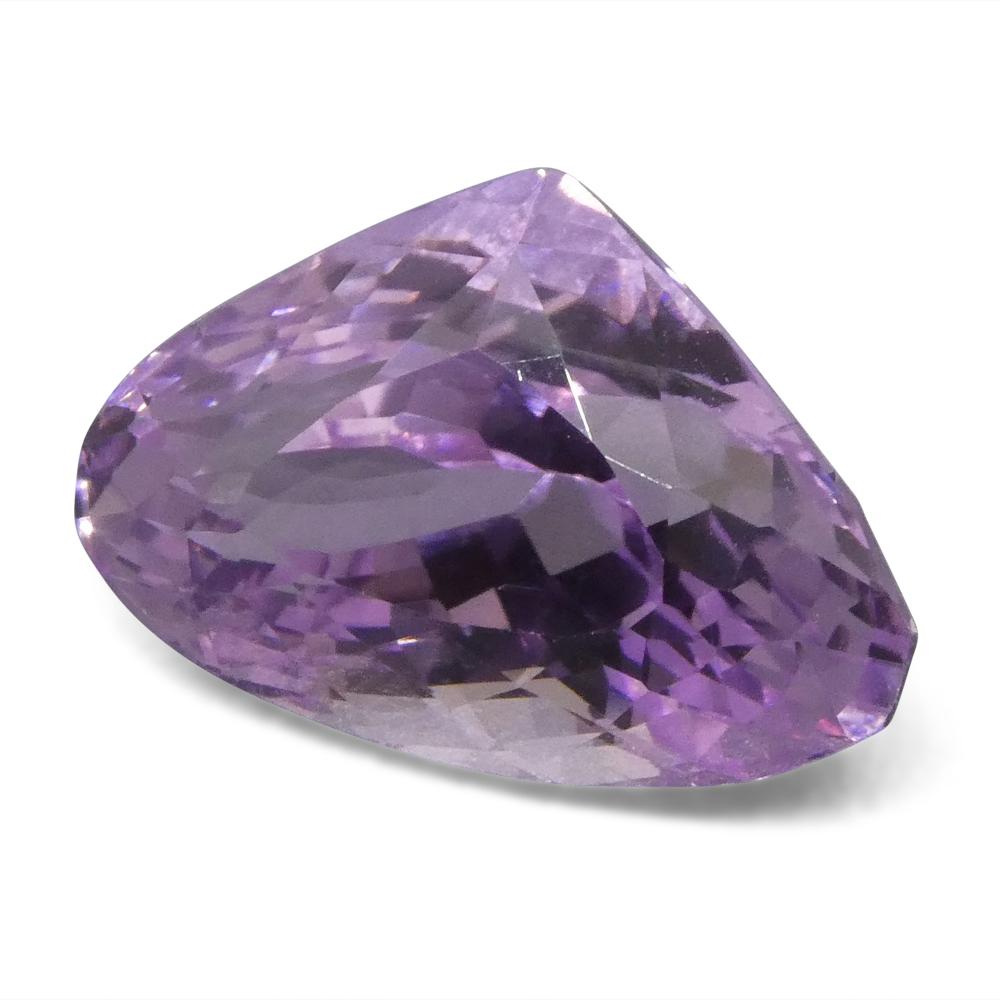 SkyJems 10.99 ct Pear Kunzite from Afghanistan - Purplish Pink Spodumene Gemstone, Mixed Cut Single Stone