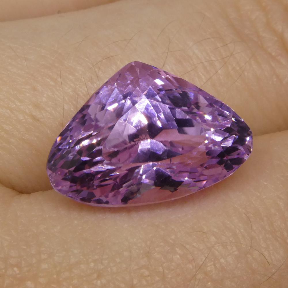 SkyJems 10.99 ct Pear Kunzite from Afghanistan - Purplish Pink Spodumene Gemstone, Mixed Cut Single Stone