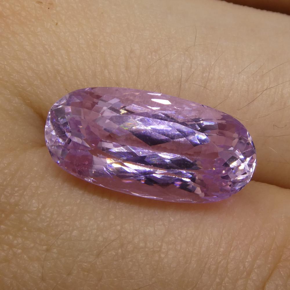 SkyJems 9.6 ct Oval Kunzite from Afghanistan - Purplish Pink Spodumene Gemstone, Mixed Cut Single Stone
