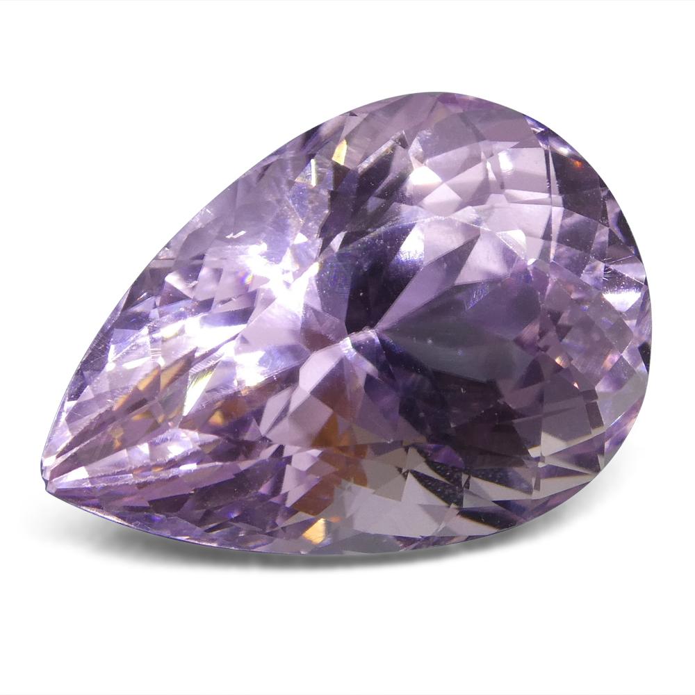 16.7 ct Purplish Pink Kunzite from Afghanistan, pear-cut gemstone by SkyJems, premium mixed-cut single stone
