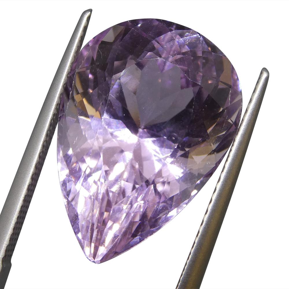 16.7 ct Purplish Pink Kunzite from Afghanistan, pear-cut gemstone by SkyJems, premium mixed-cut single stone