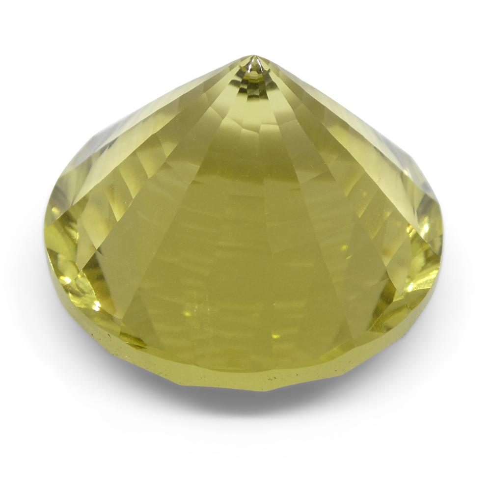 SkyJems 27.71ct Round Lemon Citrine Fantasy Cut from Brazil, vibrant yellow gemstone with precision faceting and exceptional 