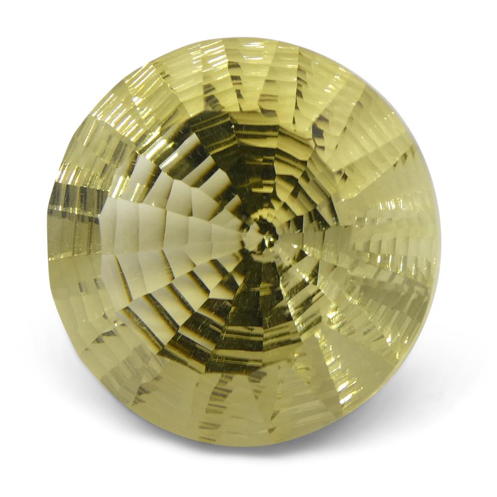 20.62ct Lemon Yellow Citrine Round Fantasy Cut from Brazil, premium single gemstone by SkyJems Canadian gem specialists