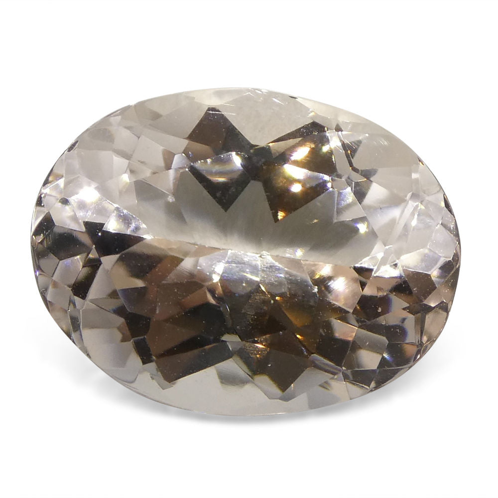 SkyJems 7.46 ct Brazilian Oval Morganite, soft pink-orange beryl gemstone with brilliant cut and elegant oval shape