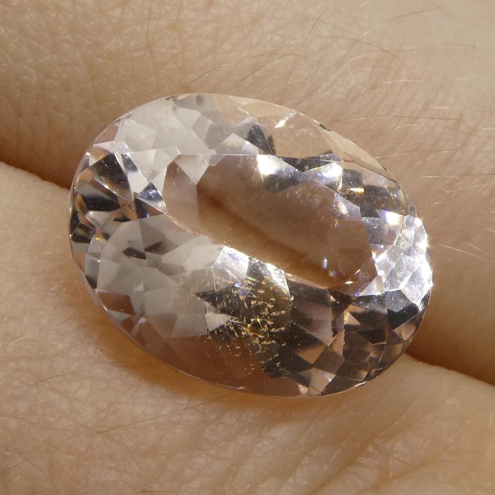 SkyJems 7.46 ct Brazilian Oval Morganite, soft pink to orange-pink beryl gemstone from Brazil's finest mines