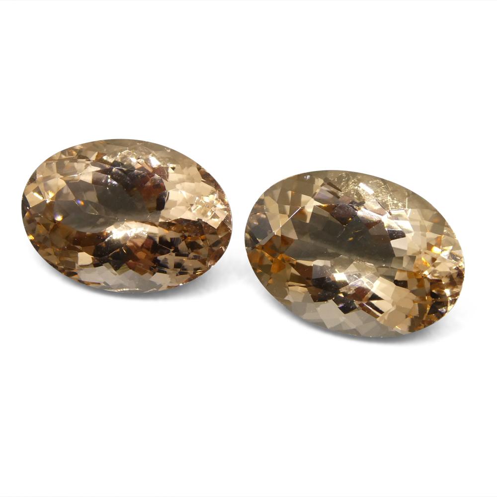 SkyJems 10.98 ct Oval Morganite Pair from Brazil: Stunning pink-orange beryl gemstones for fine jewelry collectors