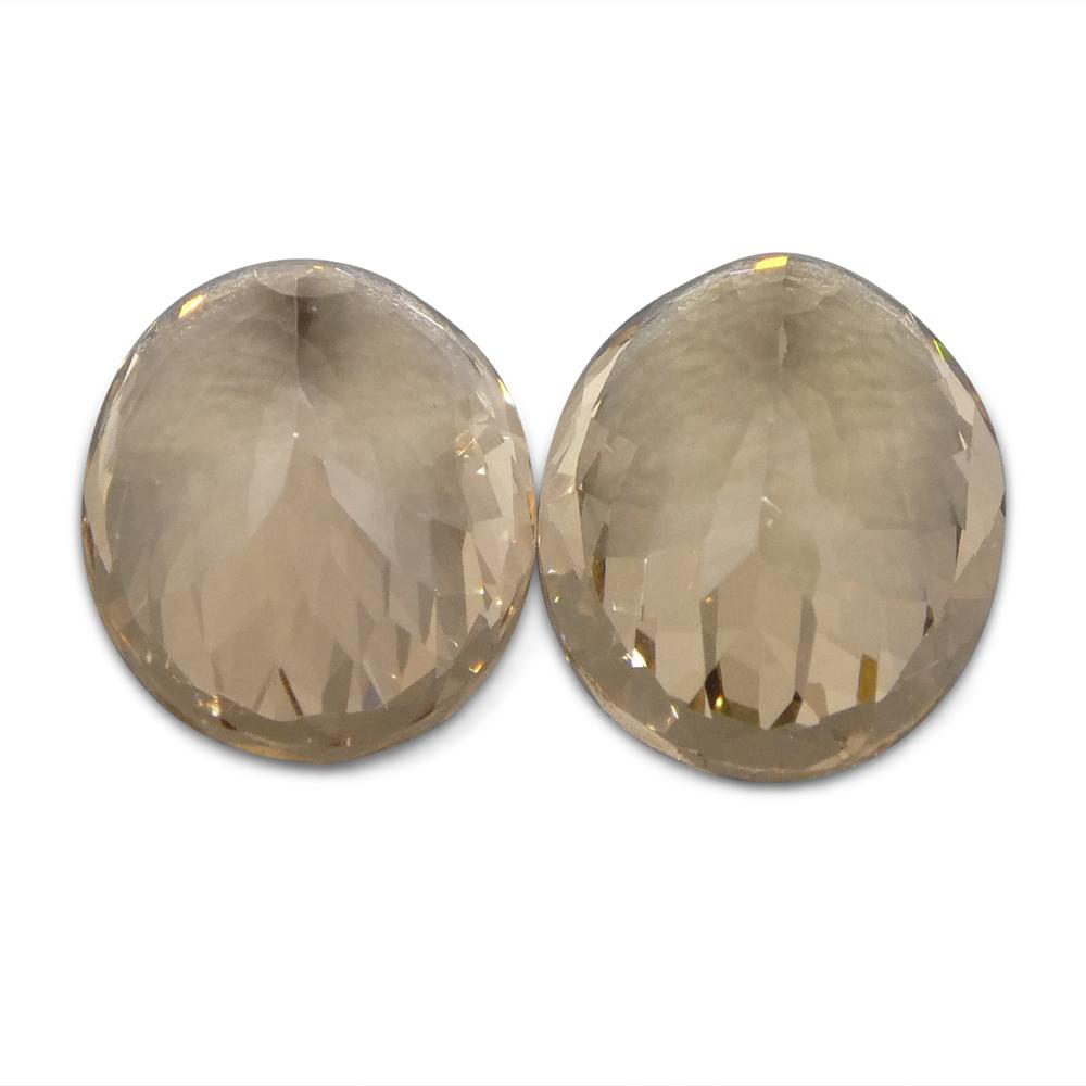 SkyJems 10.98 ct Oval Morganite Pair from Brazil: Orangy Pink Beryl Gemstone in Modified Brilliant Cut
