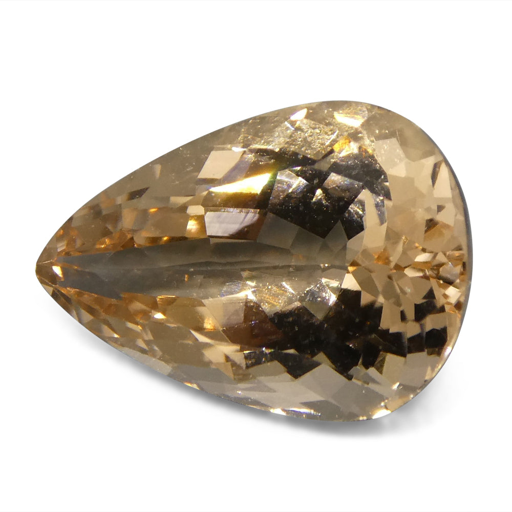 SkyJems 4.27 ct Pear Morganite from Brazil - Orangy Pink Beryl Gemstone in Modified Brilliant Cut