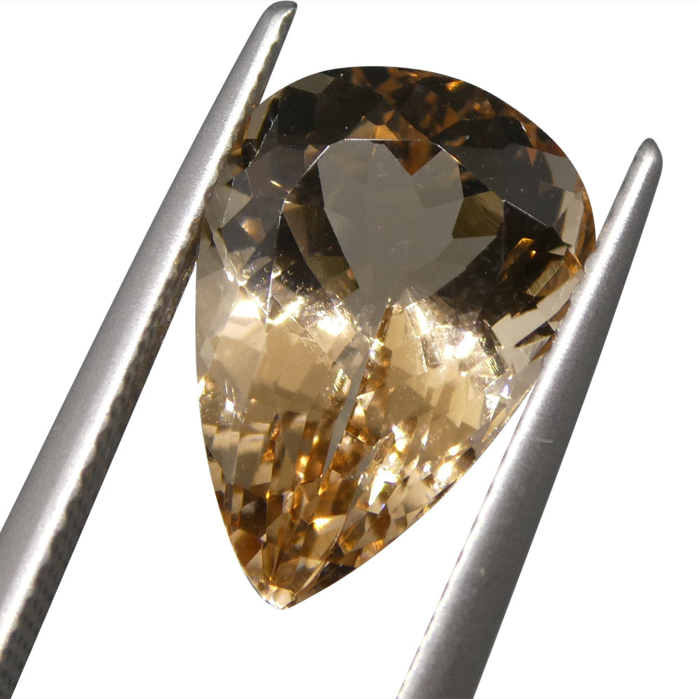 SkyJems 4.27 ct Pear Morganite from Brazil - Orangy Pink Beryl Gemstone, Modified Brilliant Cut