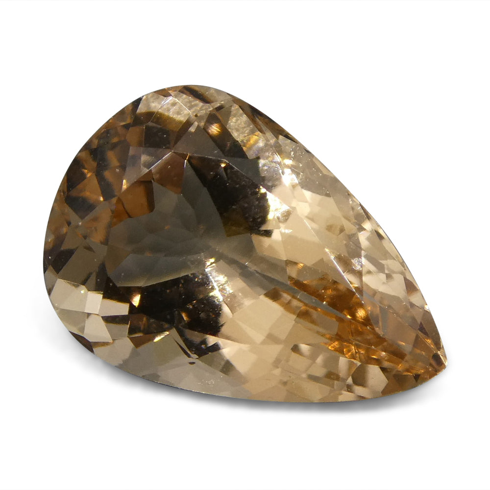 SkyJems 4.27 ct Pear Morganite from Brazil - Orangy Pink Beryl Gemstone in Modified Brilliant Cut