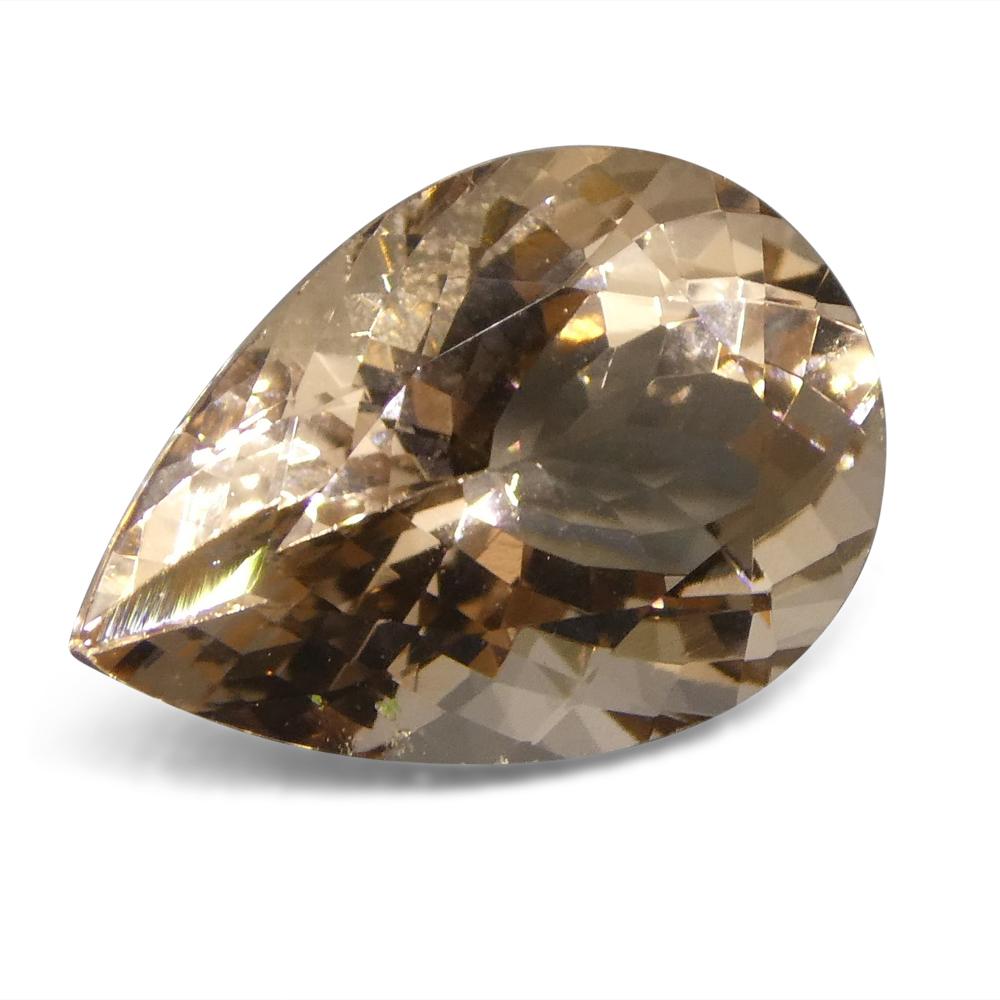 SkyJems 3.96 ct Pear Morganite from Brazil - Orangy Pink Beryl Gemstone, Modified Brilliant Cut