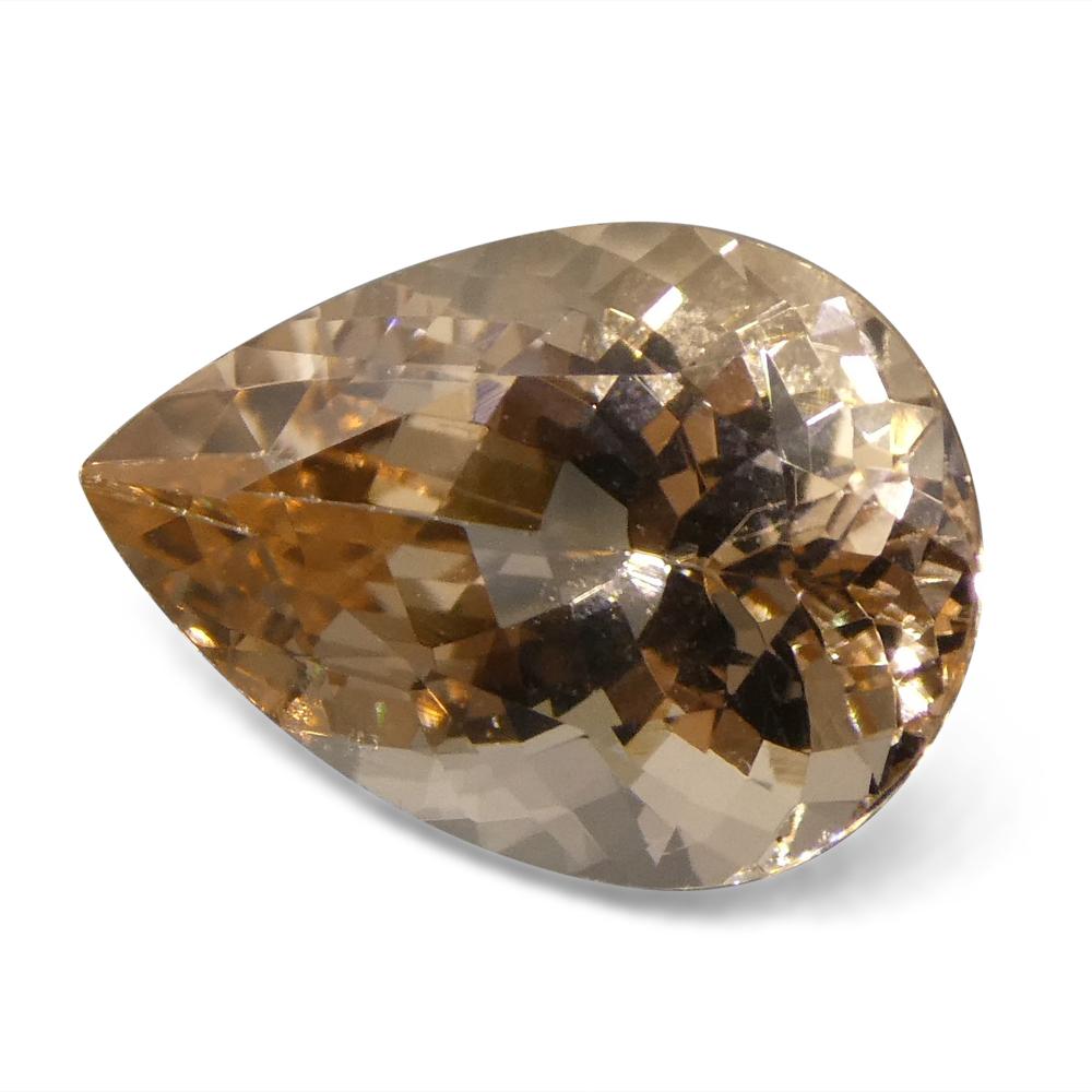 SkyJems 3.96 ct Pear Morganite from Brazil - Orangy Pink Beryl Gemstone, Modified Brilliant Cut