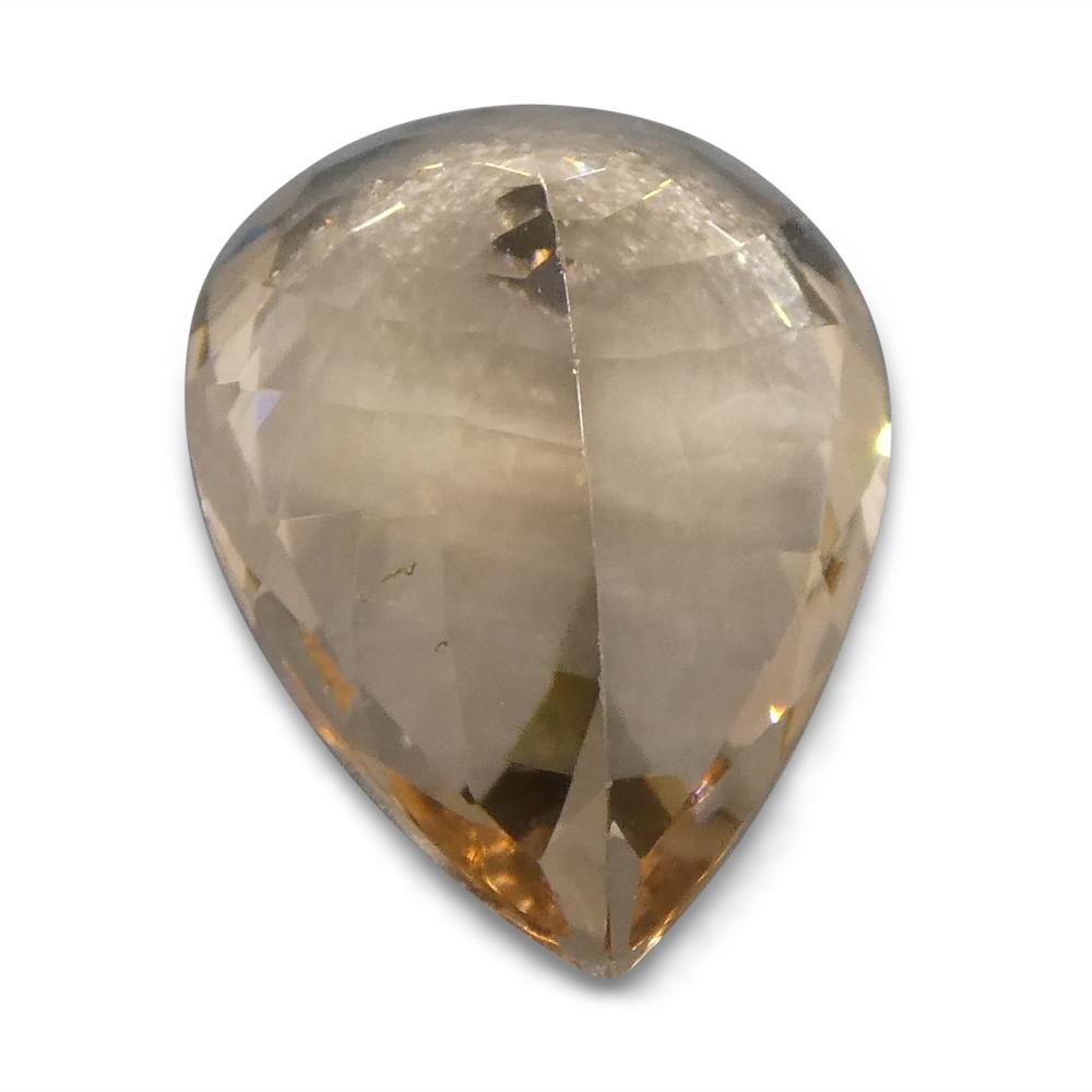 SkyJems 3.96 ct Pear Morganite from Brazil - Orangy Pink Beryl Gemstone, Modified Brilliant Cut