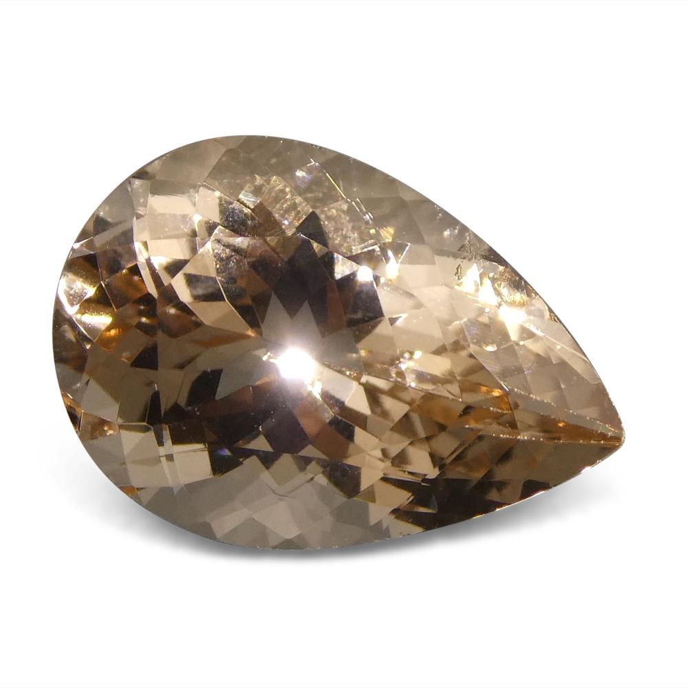 SkyJems 3.96 ct Pear Morganite from Brazil - Orangy Pink Beryl Gemstone with Modified Brilliant Cut