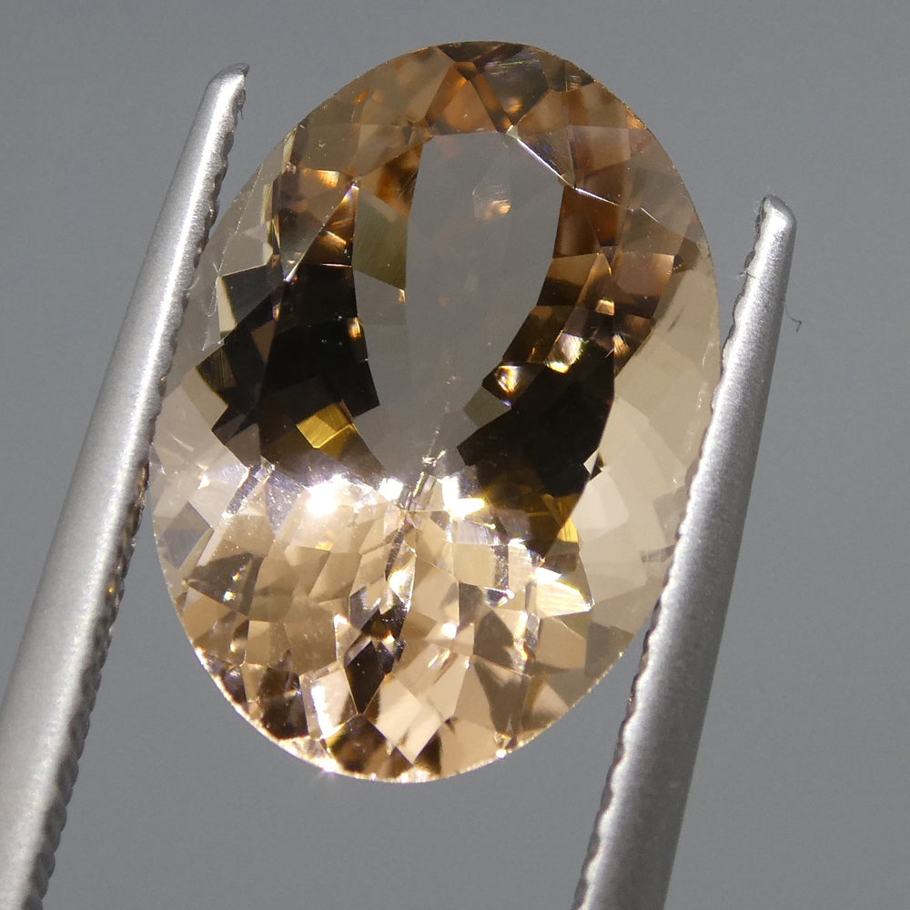 SkyJems 5ct Oval Morganite from Brazil: Orangy Pink Beryl Gemstone with Mixed Cut, Vibrant Color and Clarity