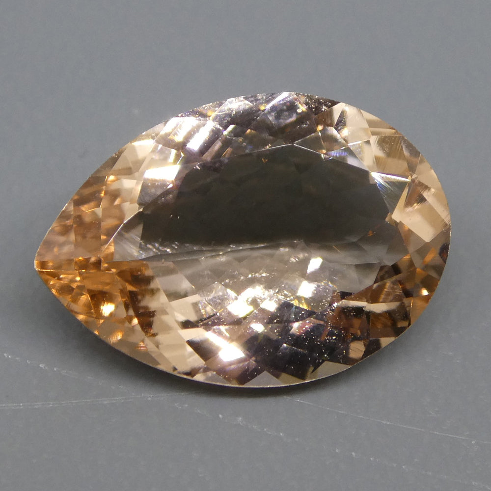 SkyJems 3.85ct Pear Morganite from Brazil - Orangy Pink Beryl Gemstone, Mixed Cut Single Stone