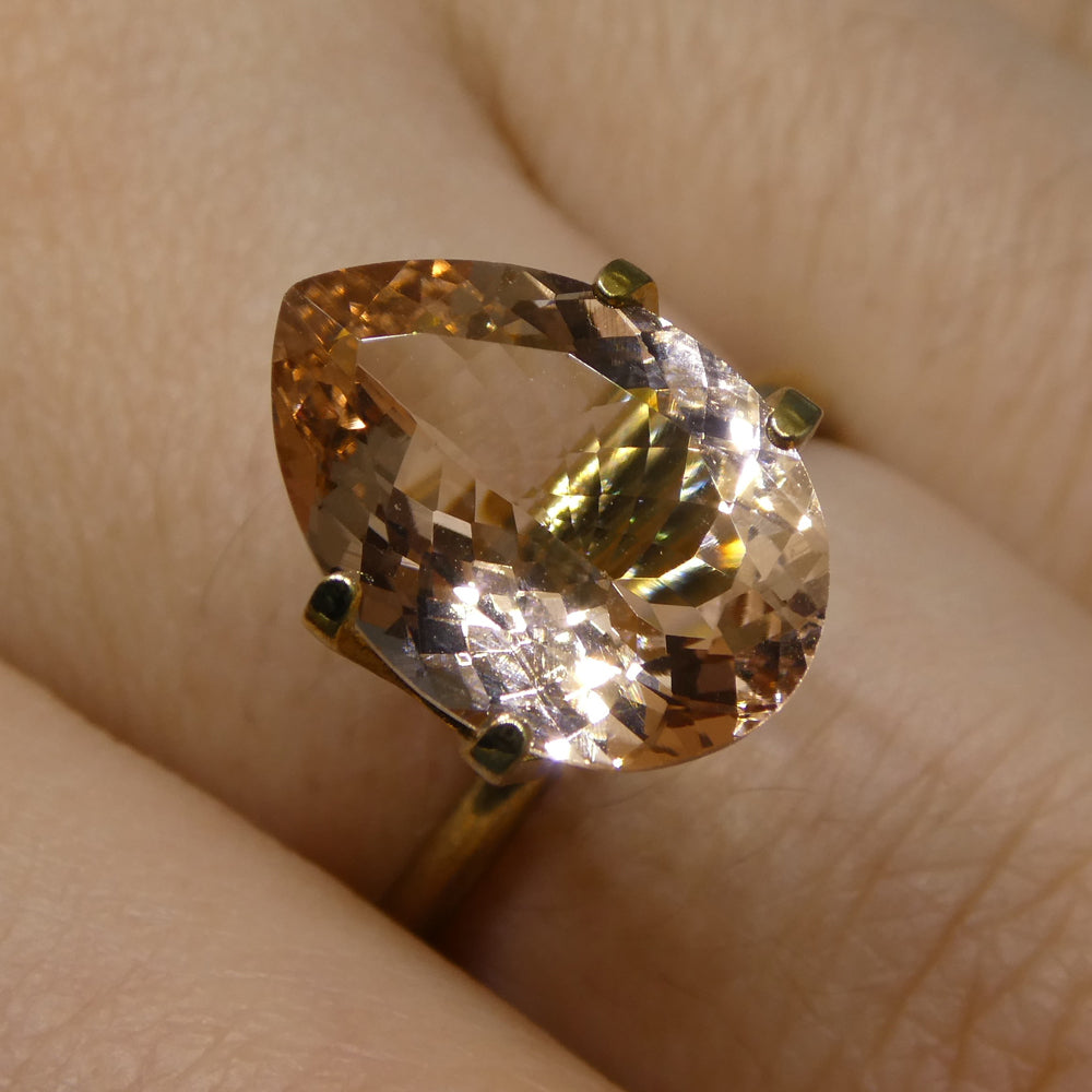 3.85ct Brazilian Pear Morganite in Orangy Pink, Mixed Cut Single Stone from SkyJems Gemstone Collection