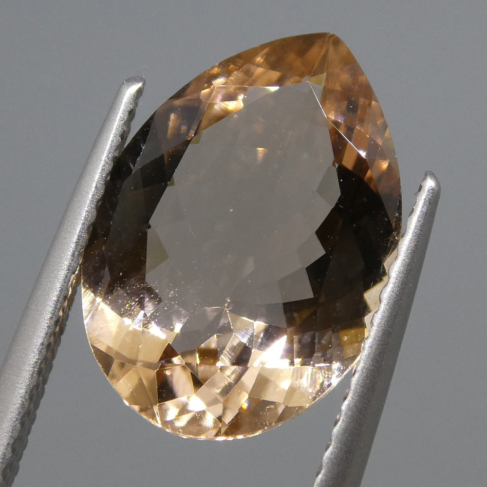 SkyJems 3.85ct Pear Morganite from Brazil - Orangy Pink Beryl Gemstone, Mixed Cut Single Stone