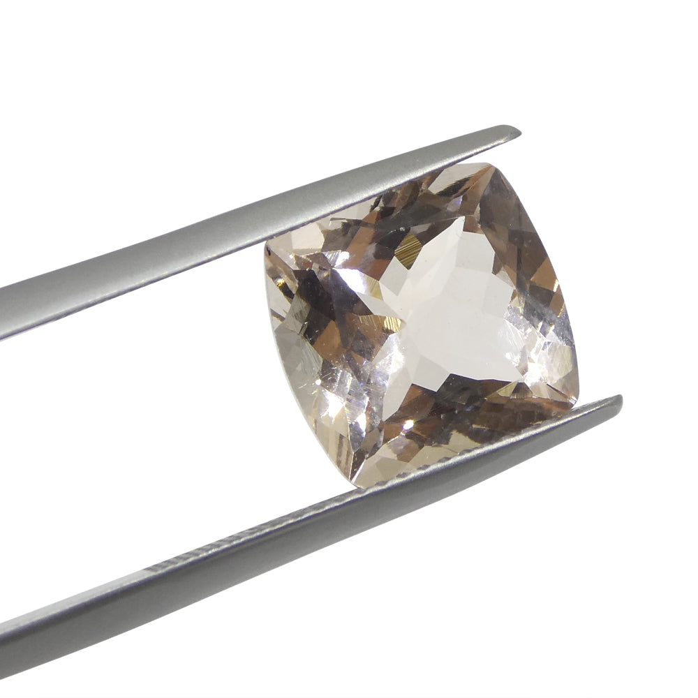 SkyJems 5.28ct Peach Pink-Orange Brazilian Morganite Square Cushion Gemstone for Fine Jewelry