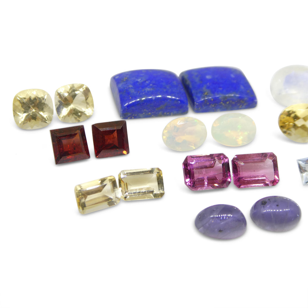 10 Pairs Gems for Manufacturing: Pink Tourmaline, Aquamarine, Opal and more! Wholesale Lot - Skyjems Wholesale Gemstones