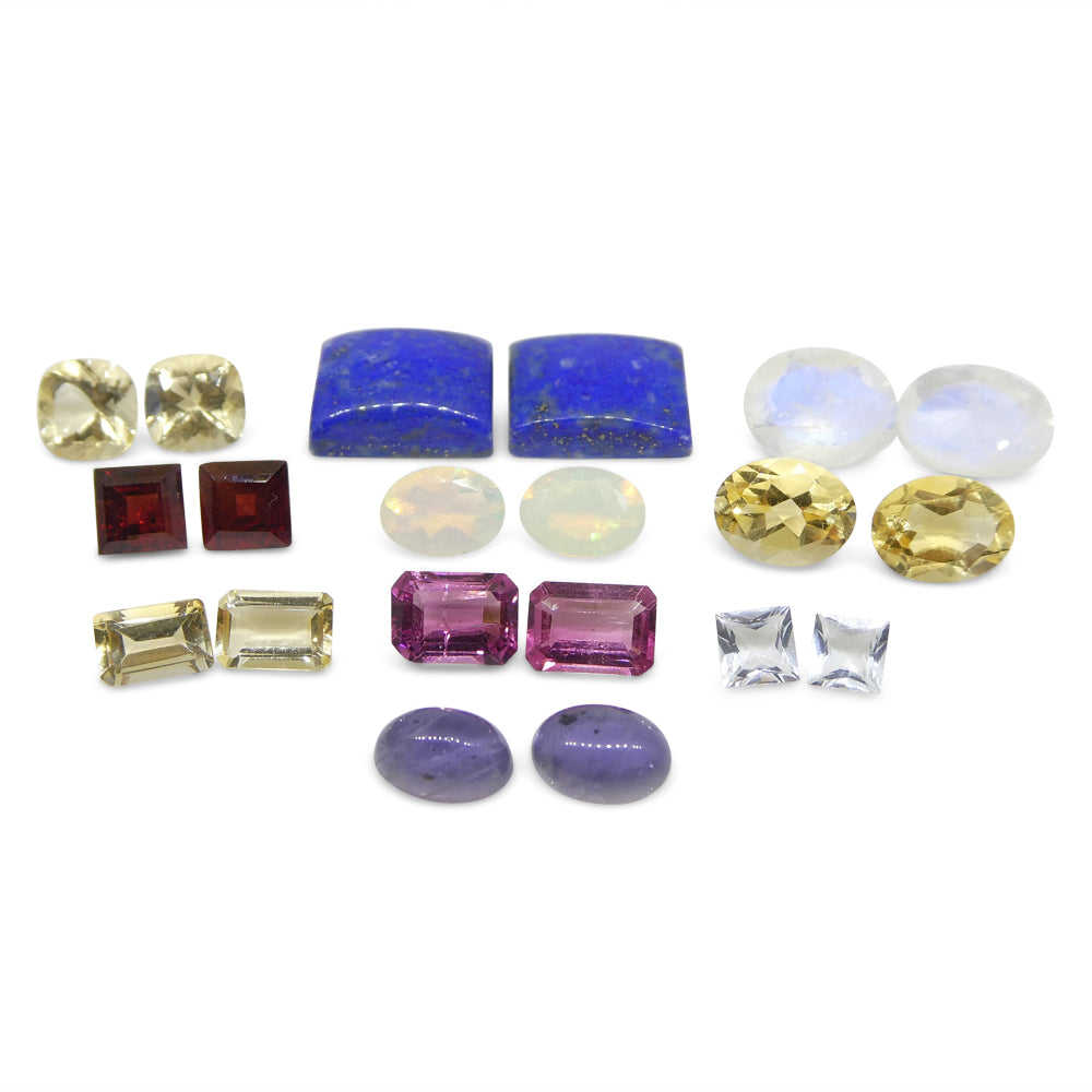 10 Pairs Gems for Manufacturing: Pink Tourmaline, Aquamarine, Opal and more! Wholesale Lot - Skyjems Wholesale Gemstones