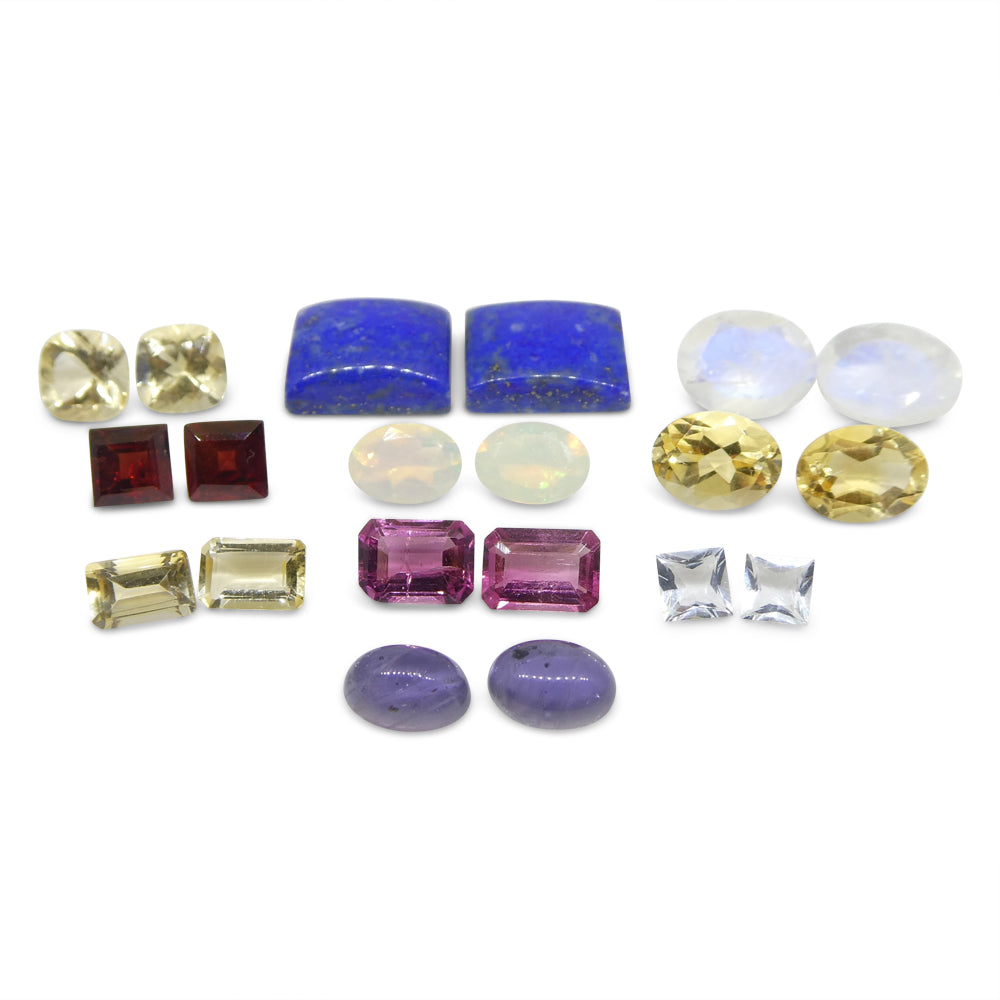 10 Pairs Gems for Manufacturing: Pink Tourmaline, Aquamarine, Opal and more! Wholesale Lot