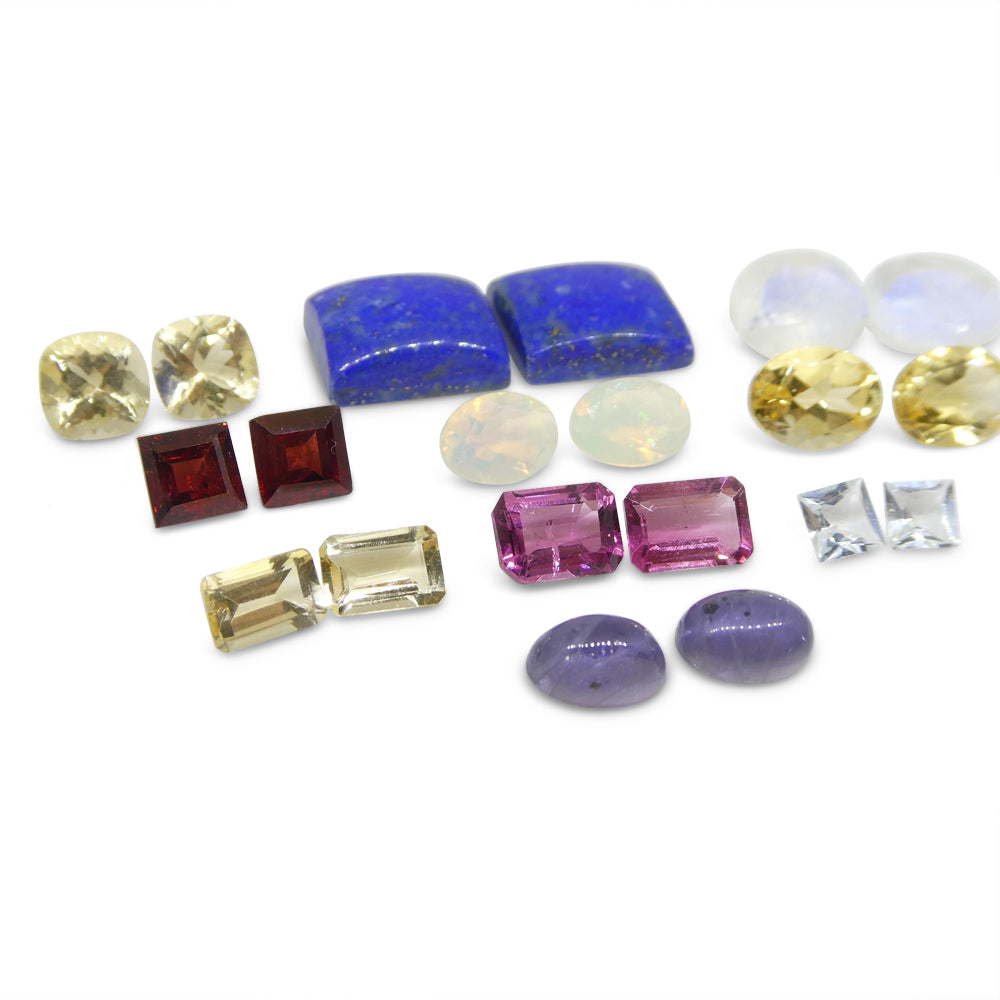 10 Pairs Gems for Manufacturing: Pink Tourmaline, Aquamarine, Opal and more! Wholesale Lot - Skyjems Wholesale Gemstones