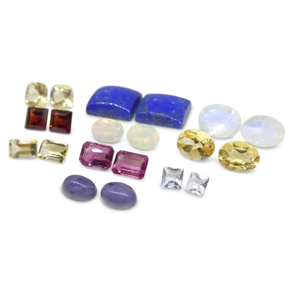 10 Pairs Gems for Manufacturing: Pink Tourmaline, Aquamarine, Opal and more! Wholesale Lot - Skyjems Wholesale Gemstones